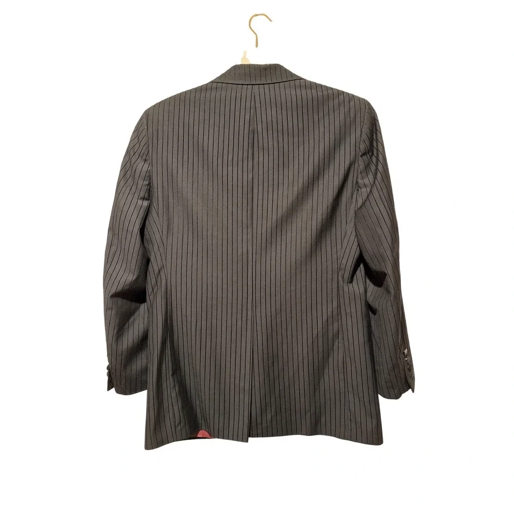 Acquaviva Mens Made in Italy Super 140s Wool Pinstripe Suit Jacket Blazer Black
